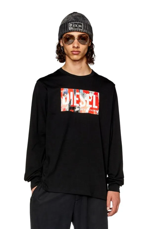Diesel Tjustlsl6 Black Men TShirts and Polos