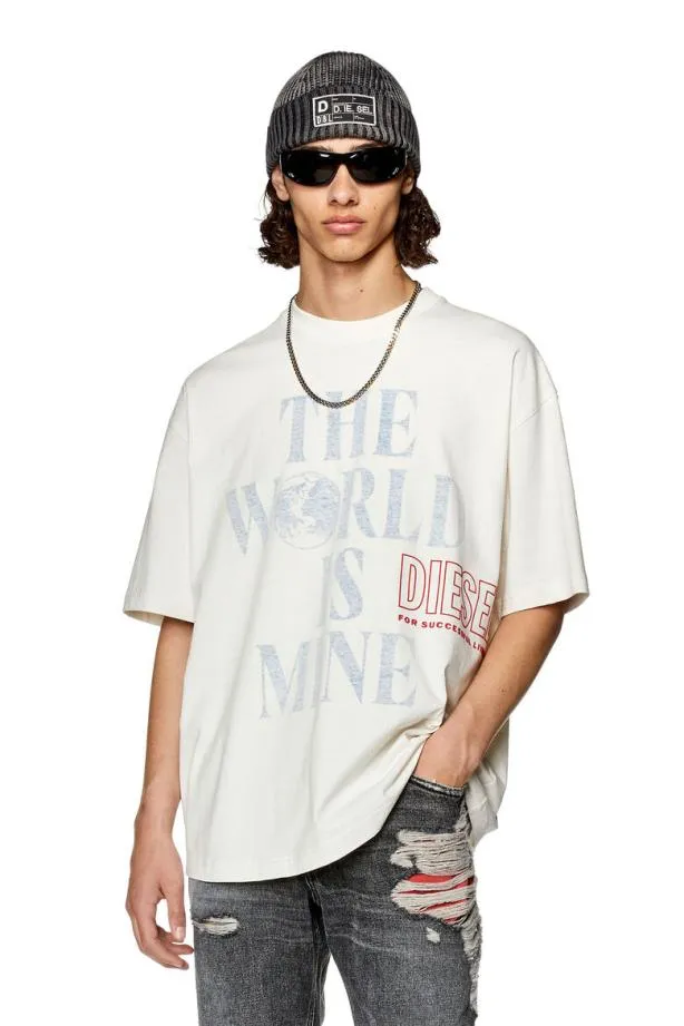 Diesel Twashl7 White Men TShirts and Polos