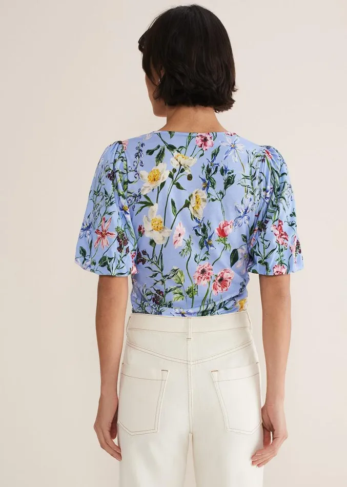 Donda Floral Ruched Top Bluemulti Women Phase Eight Tops and TShirts