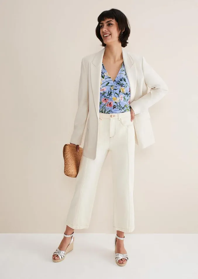 Donda Floral Ruched Top Bluemulti Women Phase Eight Tops and TShirts