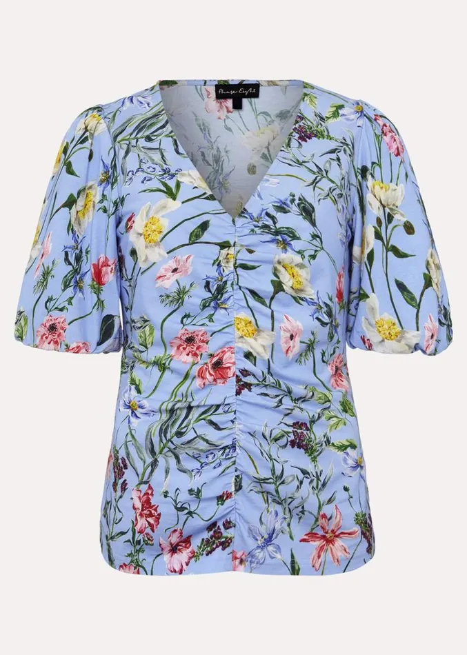 Donda Floral Ruched Top Bluemulti Women Phase Eight Tops and TShirts
