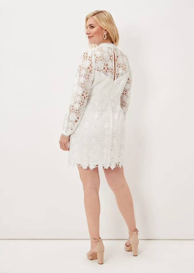 Doris Guipure Lace Highneck Dress Ivory Women Phase Eight Dresses