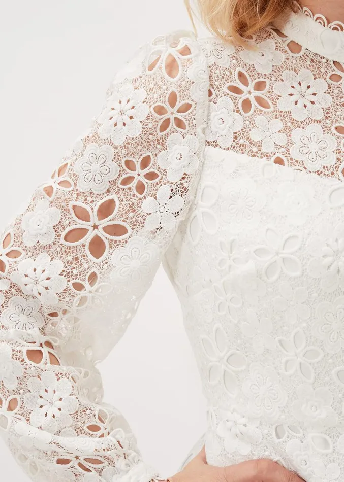 Doris Guipure Lace Highneck Dress Ivory Women Phase Eight Dresses