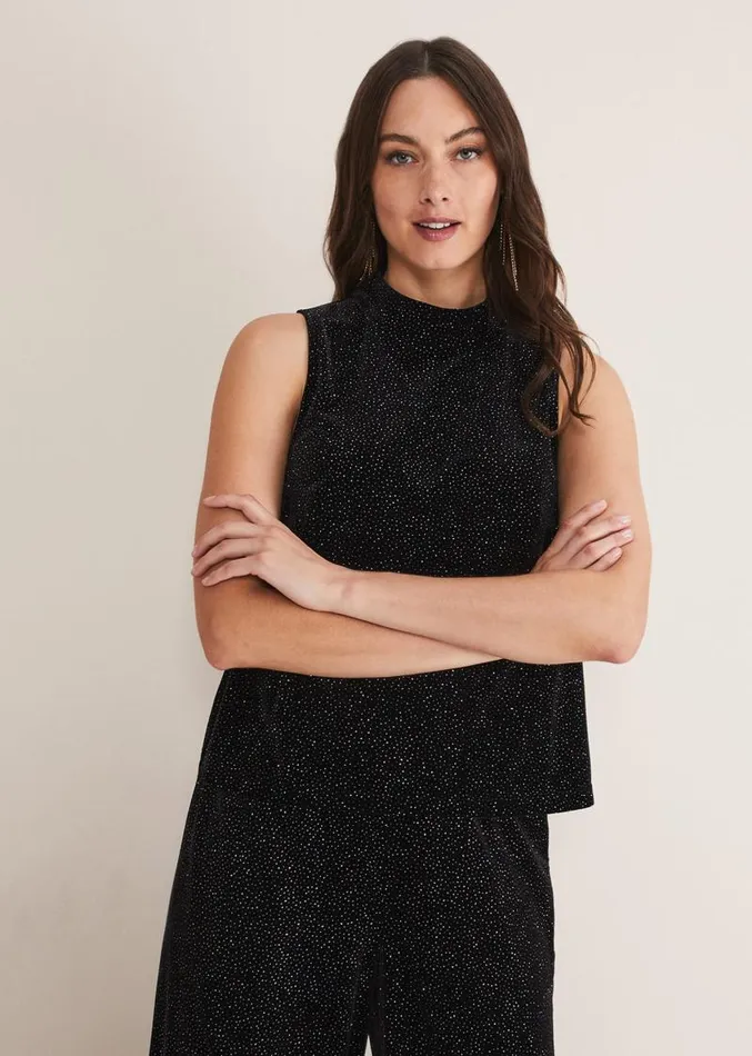 Dove Glitter Velvet Top Blackmulti Women Phase Eight Tops and TShirts
