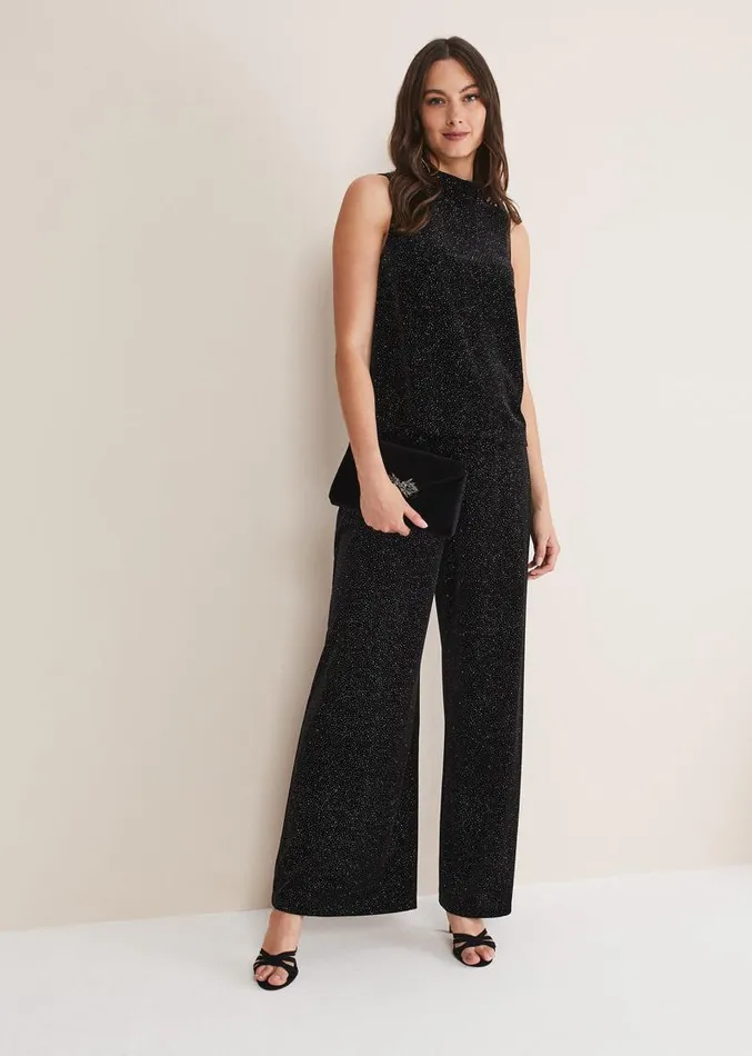 Dove Glitter Velvet Top Blackmulti Women Phase Eight Tops and TShirts