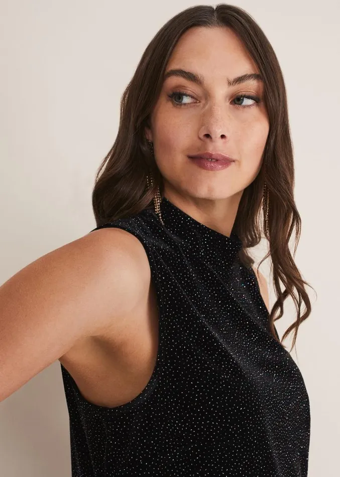 Dove Glitter Velvet Top Blackmulti Women Phase Eight Tops and TShirts