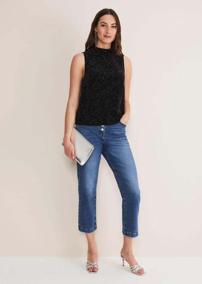 Dove Glitter Velvet Top Blackmulti Women Phase Eight Tops and TShirts
