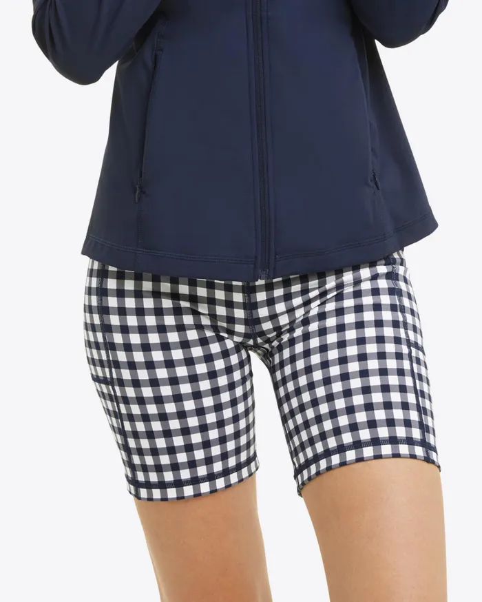 Draper James Bike Shorts In Navy Gingham Women DJ X Tretorn
