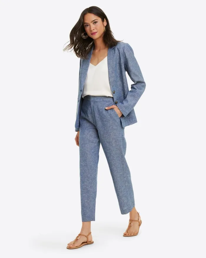 Draper James Chambray Blazer Women Jackets and Outerwear