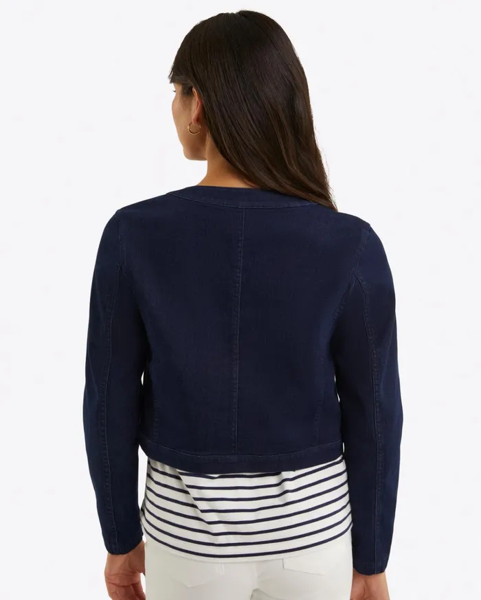 Draper James Collarless Jacket In Stretch Denim Women Tops