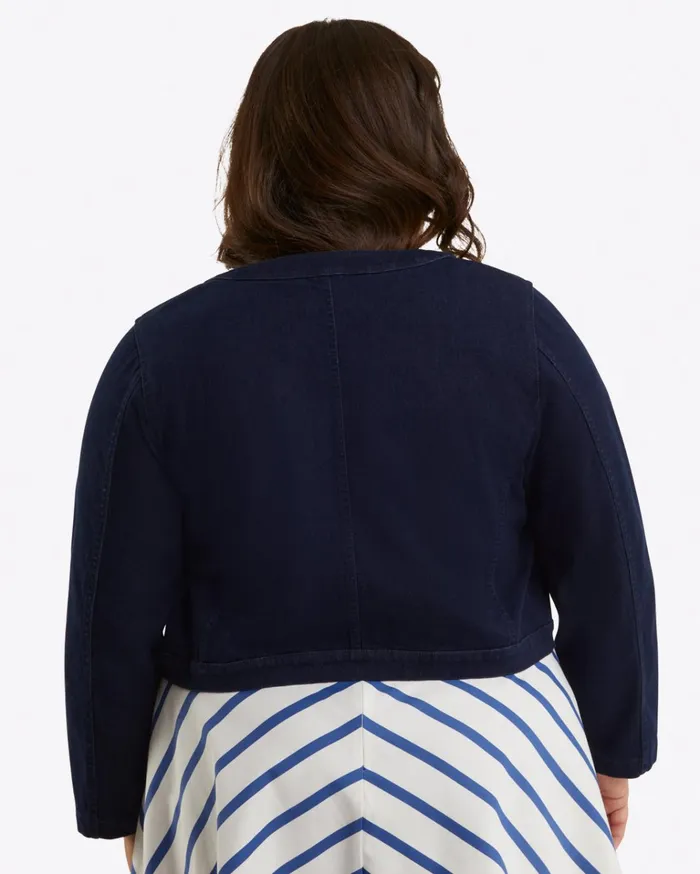 Draper James Collarless Jacket In Stretch Denim Women Tops