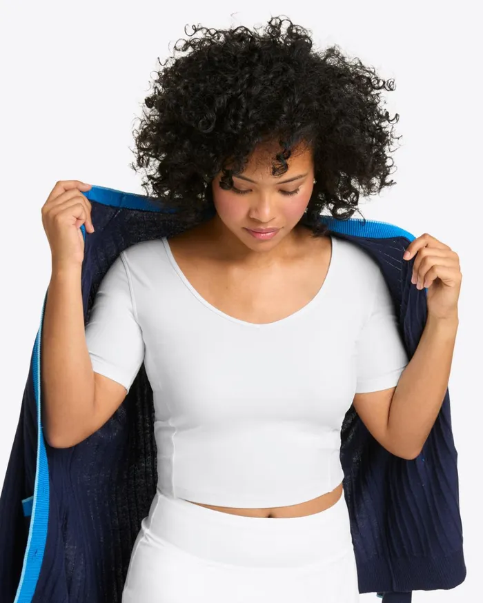 Draper James Cropped Sport Top In White Women DJ X Tretorn