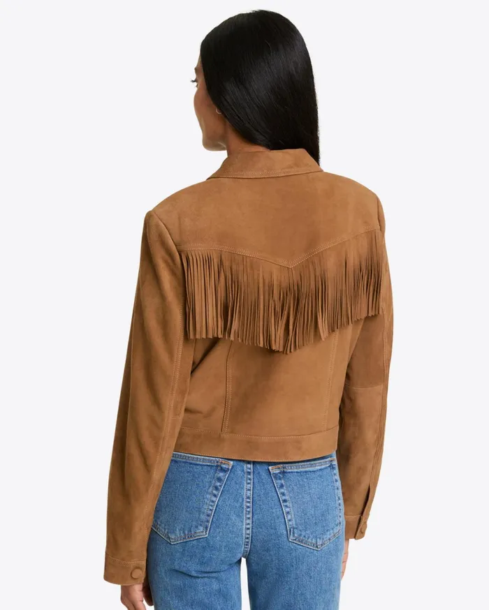 Draper James Cropped Suede Jacket Women Jackets and Outerwear