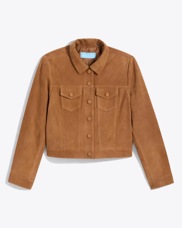 Draper James Cropped Suede Jacket Women Jackets and Outerwear