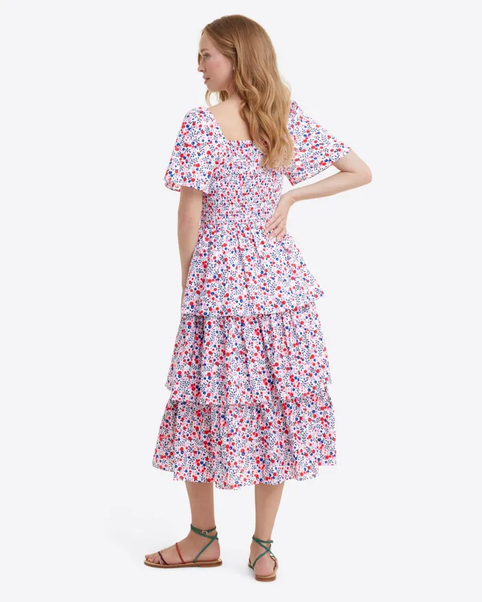 Draper James Deana Tiered Smocked Dress In Berry Print Women Dresses