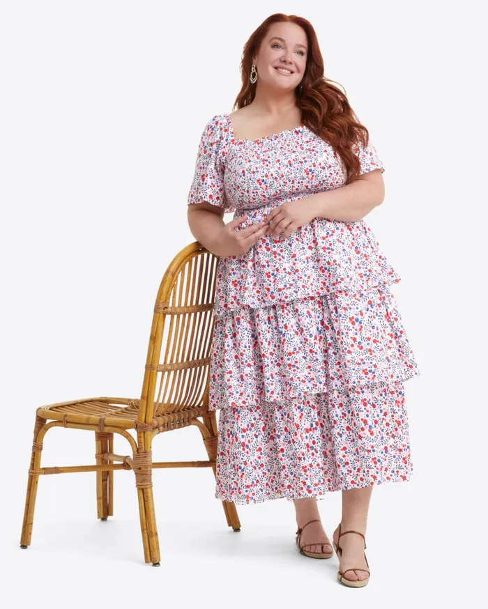 Draper James Deana Tiered Smocked Dress In Berry Print Women Dresses