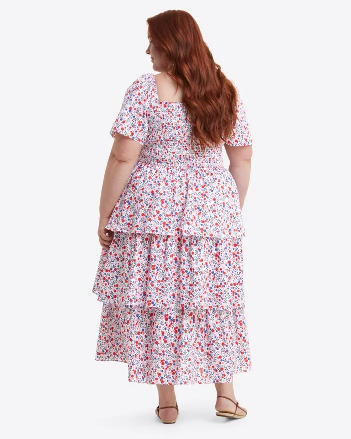 Draper James Deana Tiered Smocked Dress In Berry Print Women Dresses