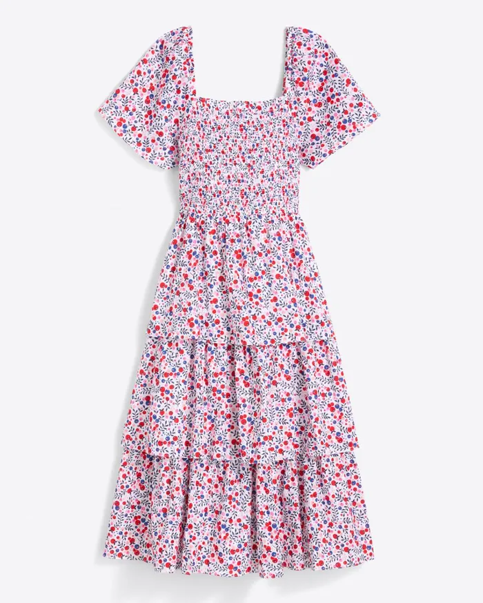 Draper James Deana Tiered Smocked Dress In Berry Print Women Dresses