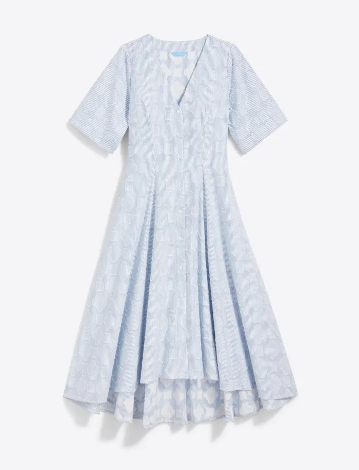 Draper James Erin Short Sleeve Dress In Textured Stripe Women Dresses