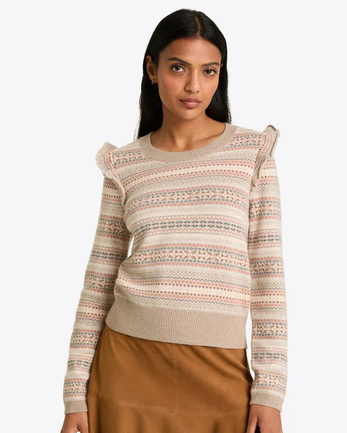Draper James Fairisle Flutter Sleeve Sweater Women Tops