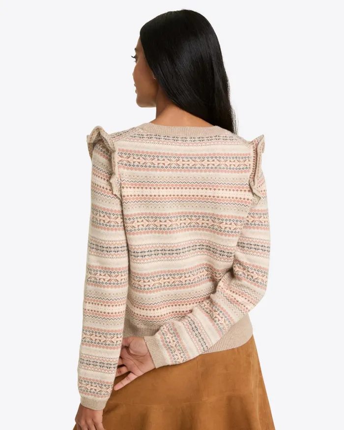 Draper James Fairisle Flutter Sleeve Sweater Women Tops