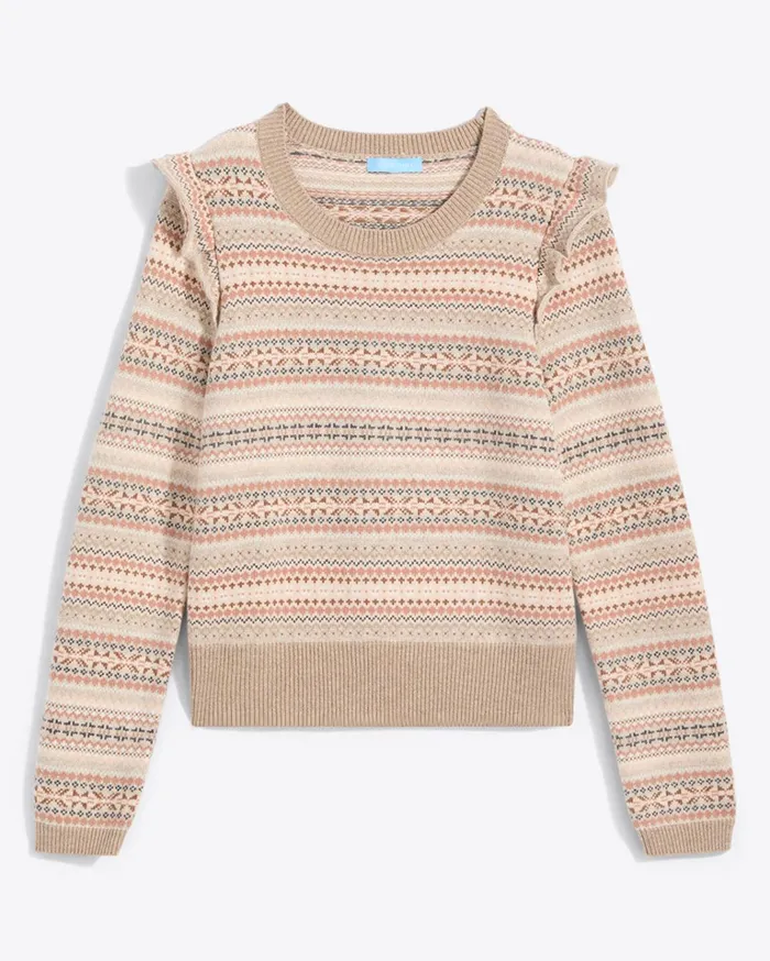 Draper James Fairisle Flutter Sleeve Sweater Women Tops