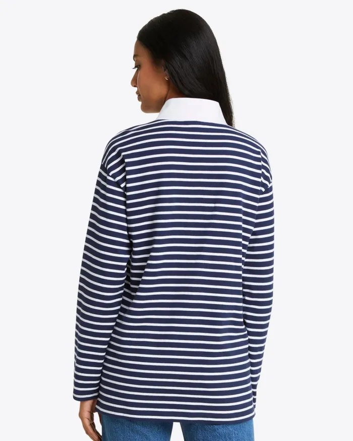 Draper James Gillian Long Sleeve Top In Navy Mariner Stripe Women Tops