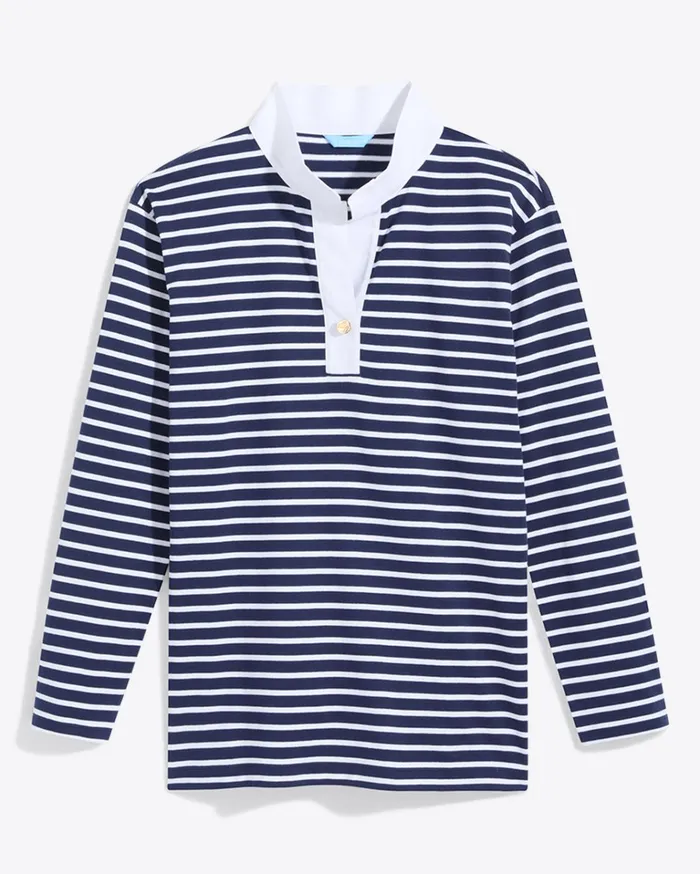 Draper James Gillian Long Sleeve Top In Navy Mariner Stripe Women Tops