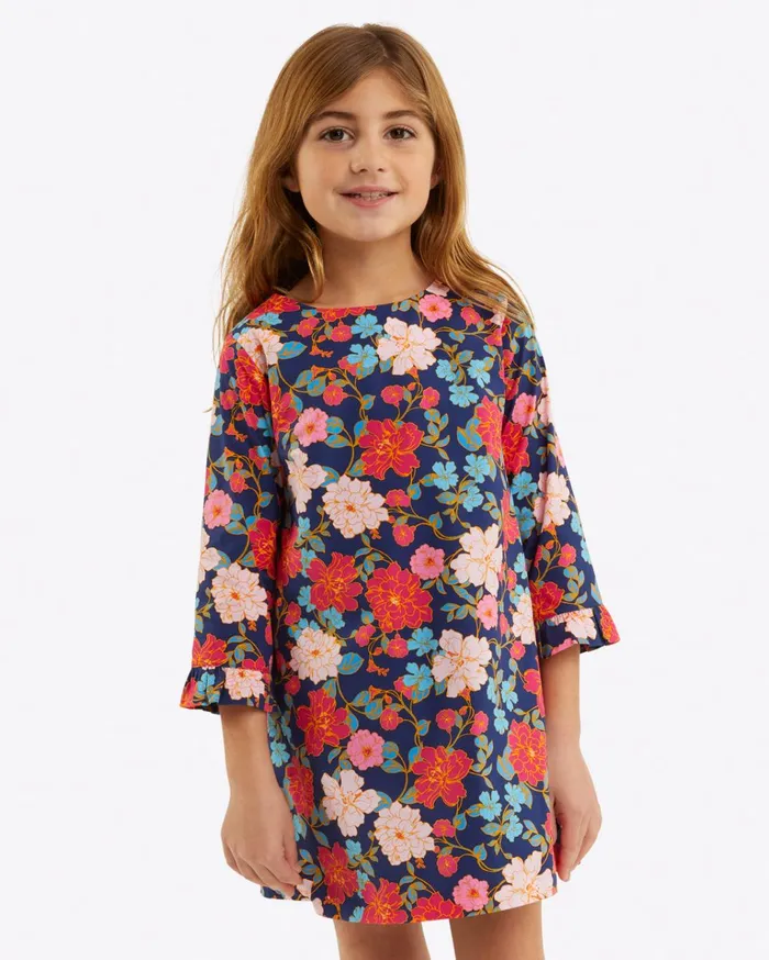 Draper James Girls Ruffle Shift Dress In Stretch Poplin Women Dresses
