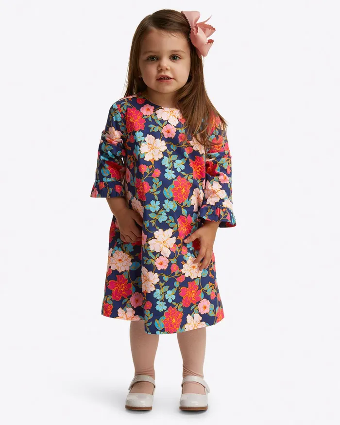 Draper James Girls Ruffle Shift Dress In Stretch Poplin Women Dresses