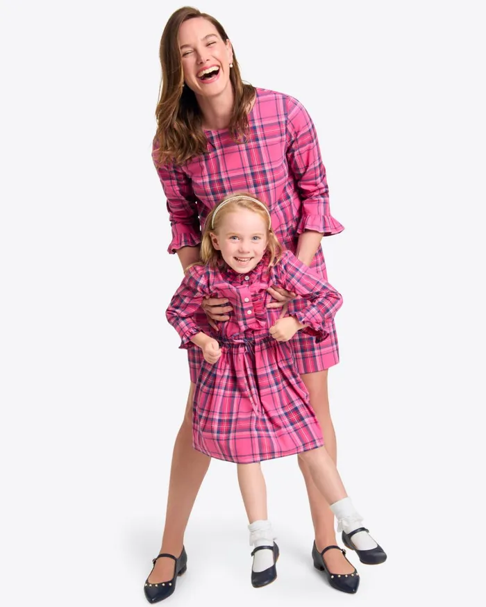 Draper James Girls Shirt Dress In Pink Angie Plaid Women Dresses