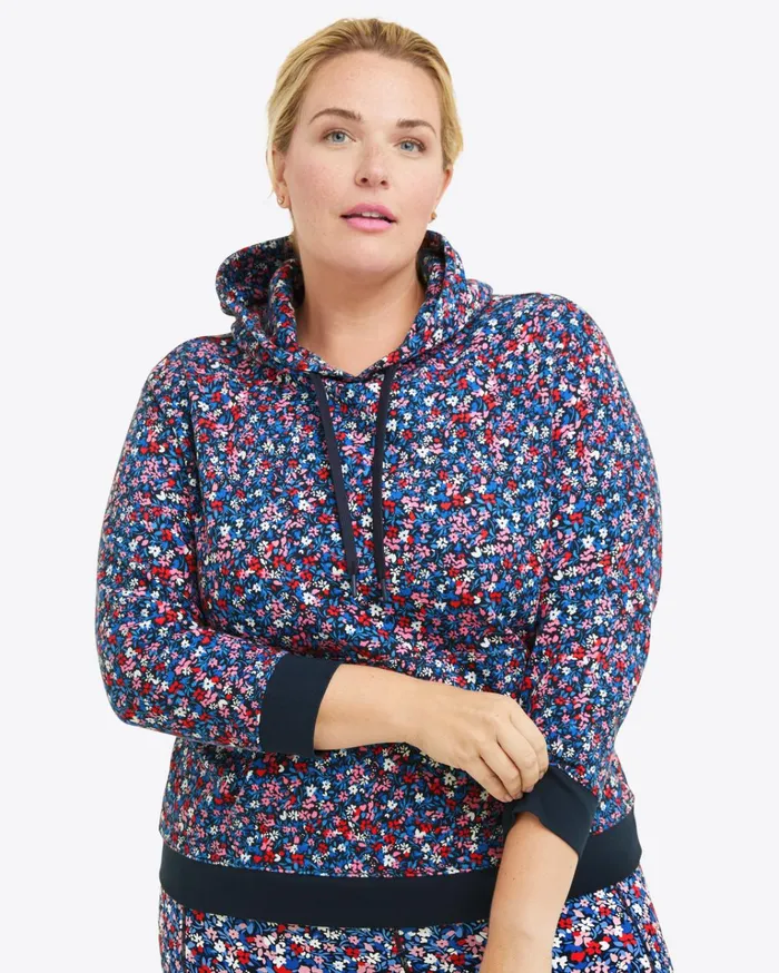 Draper James Hoodie In Allover Ditsy Floral Women Tops