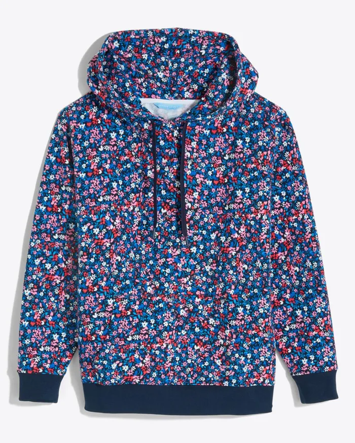 Draper James Hoodie In Allover Ditsy Floral Women Tops