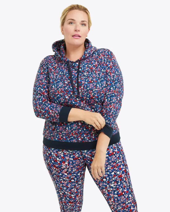 Draper James Hoodie In Allover Ditsy Floral Women Tops