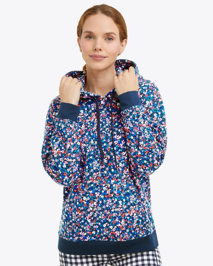 Draper James Hoodie In Allover Ditsy Floral Women Tops