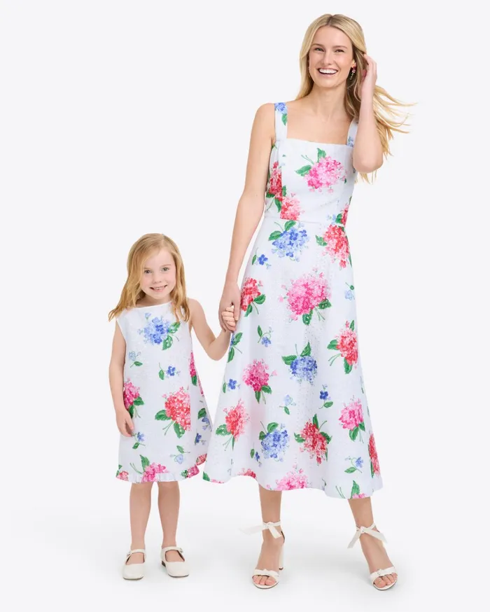 Draper James Josephine Love Circle Dress In Printed Hydrangea Women Dresses