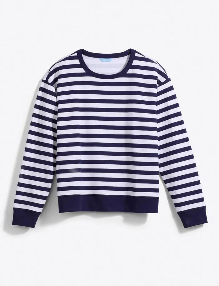 Draper James Kelsea Sweatshirt In Awning Stripe Women Sweaters