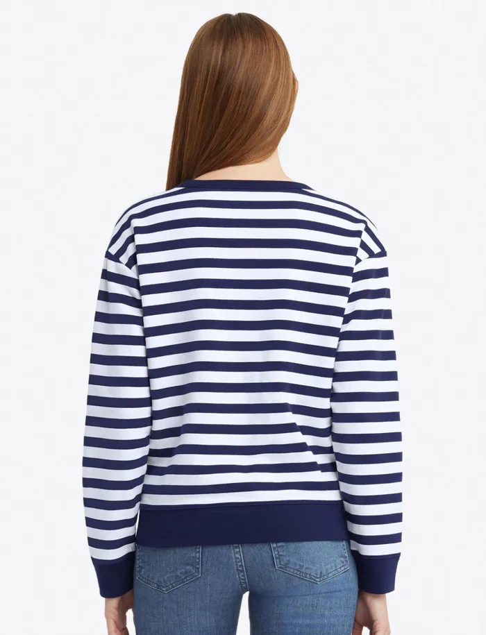 Draper James Kelsea Sweatshirt In Awning Stripe Women Sweaters