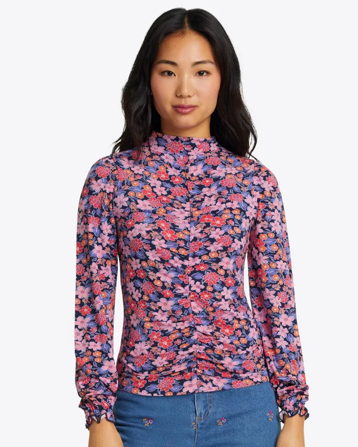 Draper James Knit Turtleneck In Abstract Dahlia Women Tops
