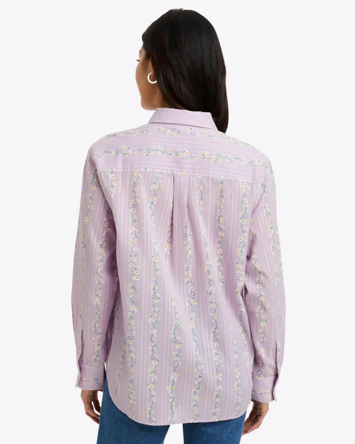 Draper James Lynn Long Sleeve Top In Embroidered Cotton Dobby Women Tops