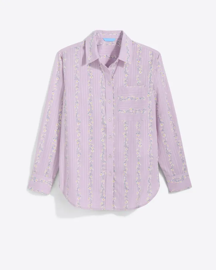 Draper James Lynn Long Sleeve Top In Embroidered Cotton Dobby Women Tops
