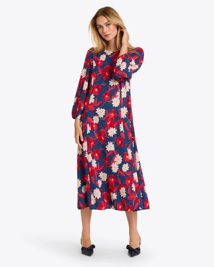 Draper James Matilda Midi Dress In Crinkle Pliss Women Dresses