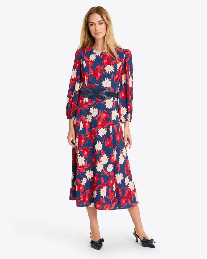 Draper James Matilda Midi Dress In Crinkle Pliss Women Dresses