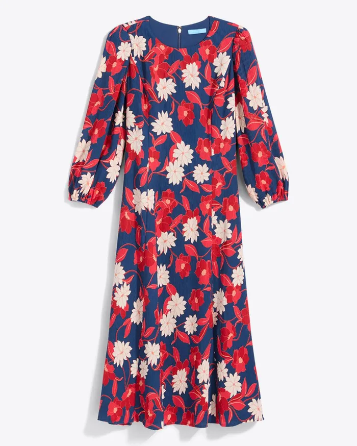 Draper James Matilda Midi Dress In Crinkle Pliss Women Dresses