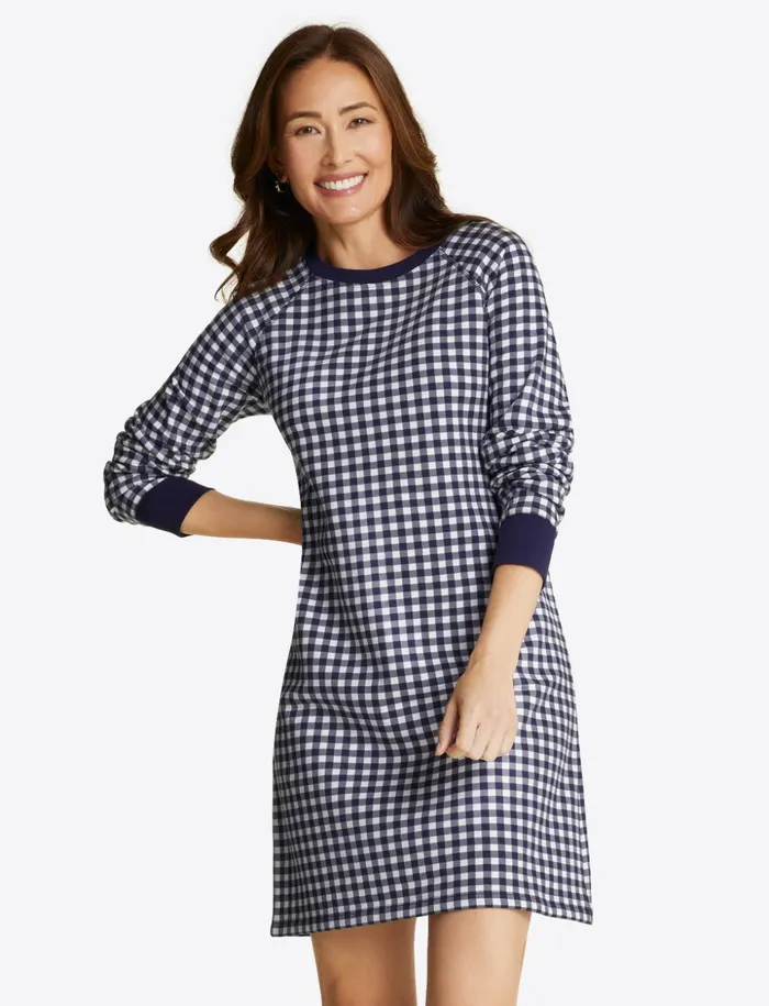 Draper James Natalie Sweatshirt Dress In Gingham Women Dresses