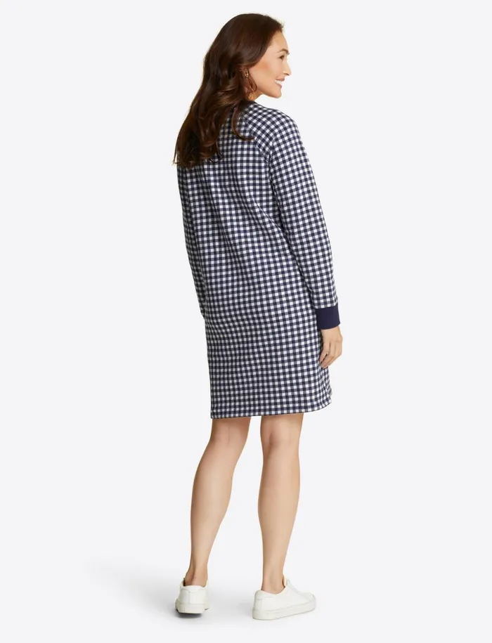 Draper James Natalie Sweatshirt Dress In Gingham Women Dresses