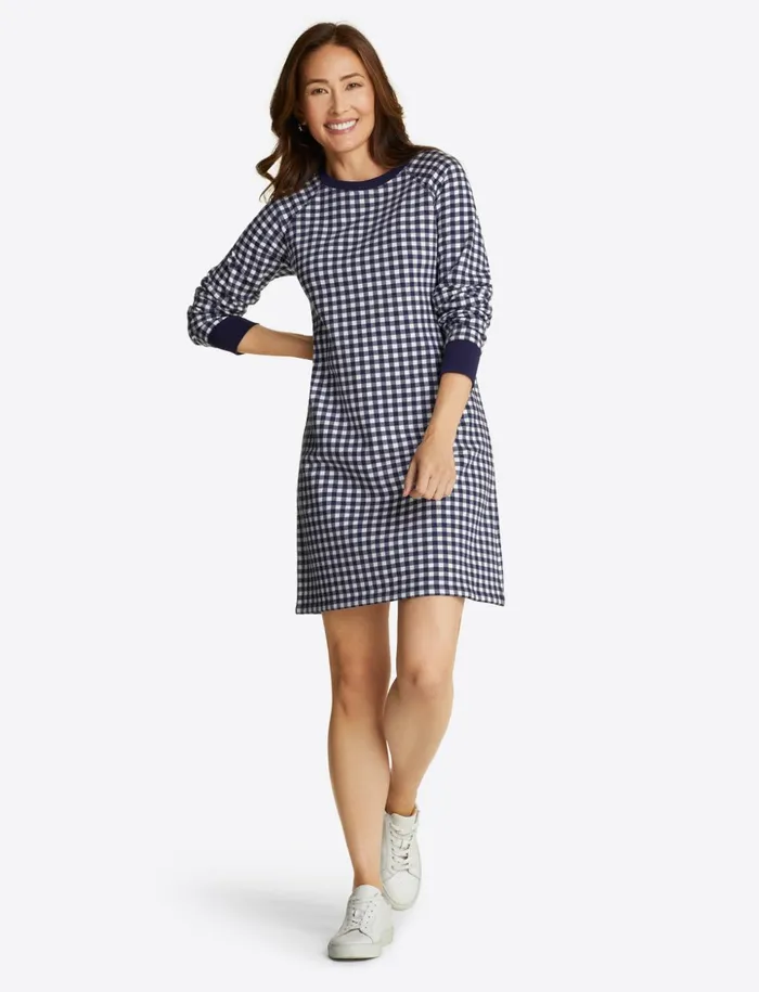 Draper James Natalie Sweatshirt Dress In Gingham Women Dresses