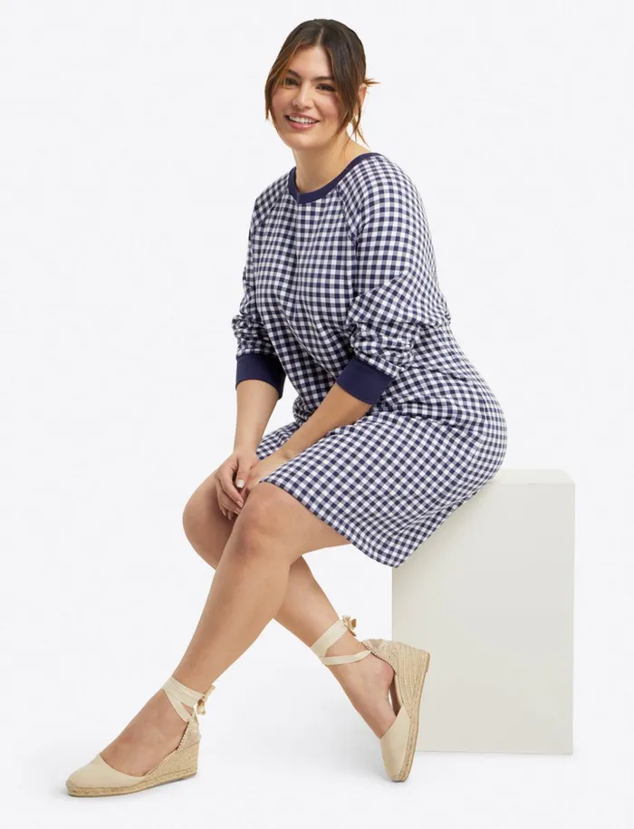 Draper James Natalie Sweatshirt Dress In Gingham Women Dresses