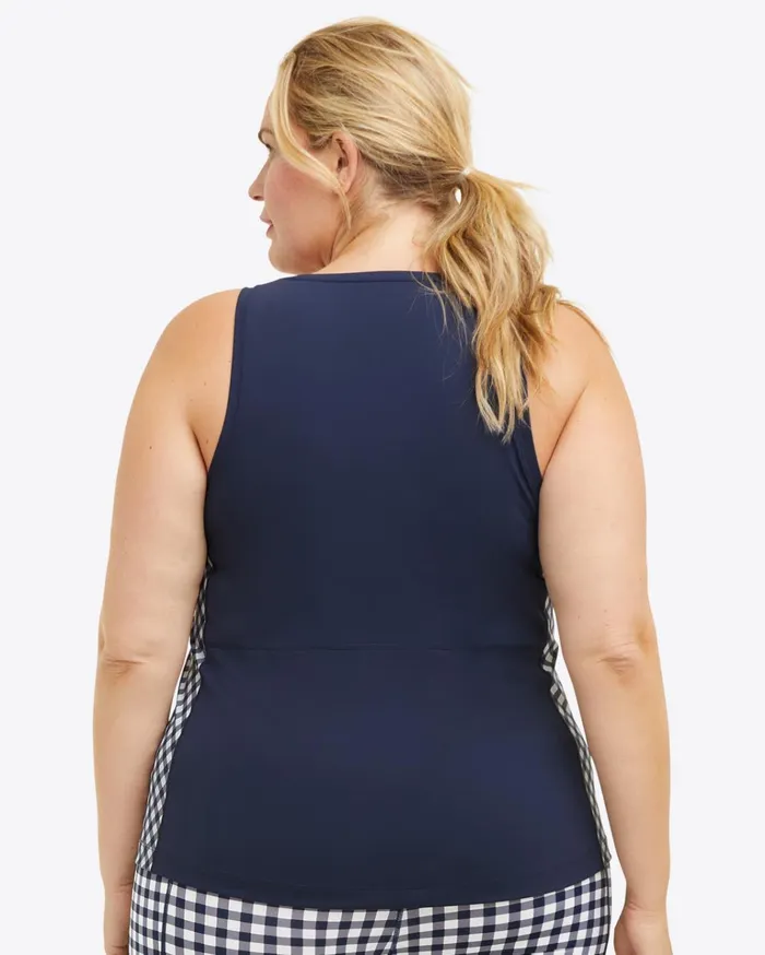 Draper James Panel Tank In Navy Gingham Women DJ X Tretorn