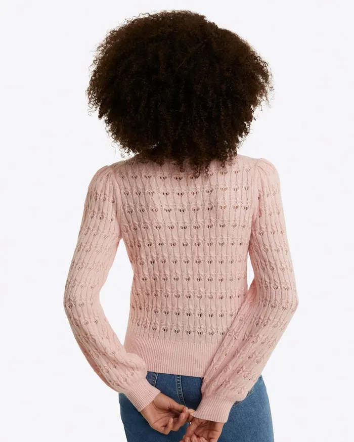 Draper James Puff Sleeve Sweater In Pointelle Women Tops